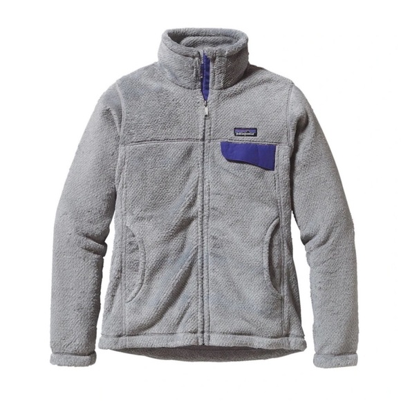 Patagonia full zip Retool Fleece cozy warm Jacket Sweater gray purple Sz Medium - Picture 2 of 7
